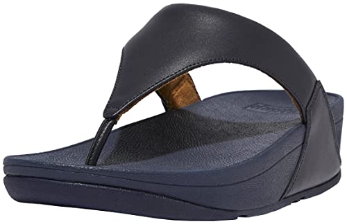 Fitflop Damen Lulu Zehentrenner aus Leder Flipflop, Dunkelblau, 36 EU von Fitflop