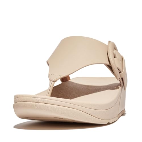 Fitflop Damen Lulu Zehentrenner mit verdeckter Schnalle, unbearbeiteter Rand Sandale, Stone Beige, 36 EU von Fitflop