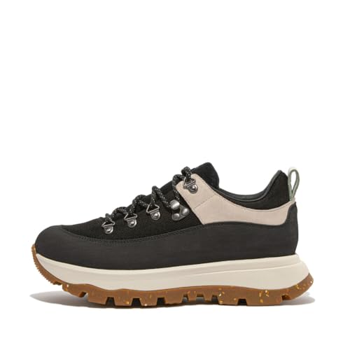 Fitflop Damen NEO-D-HYKER Canvas/Suede Walking Trainers Wanderschuh, Black, 43 EU von Fitflop