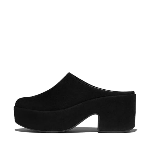 Fitflop Damen Platfforms Full-Suede Heeled Mules Hausschuh, Schwarz, 40 EU von Fitflop