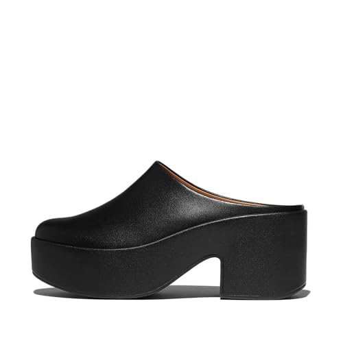 Fitflop Damen Platfforms Leather Heeled Mules Hausschuh, Schwarz, 39 EU von Fitflop