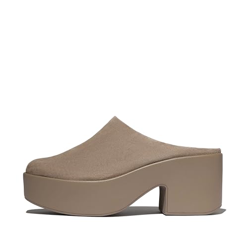 Fitflop Damen Platfforms Suede Heeled Mules Hausschuh, Taupe, 40 EU von Fitflop