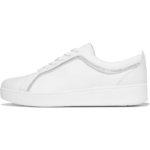 Fitflop Damen Rally Crystal-Trim Leather Sneakers Sneaker, Urban White, 38.5 EU Fitflop Damen Rally Crystal-Trim Leather Sneakers Sneaker, Urban White, 38.5 EU von Fitflop