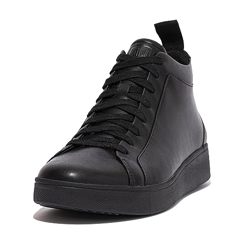 Fitflop Damen Rally EK8 High Top Leather Sneaker, Schwarz, 36 EU von Fitflop