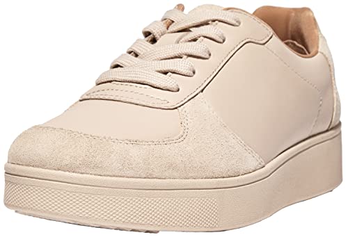 Fitflop Damen Rally Leather/Suede Panel Sneakers Sneaker, Stone Beige, 43 EU von Fitflop