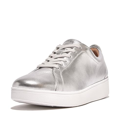 Fitflop Damen Rally Leder Sneaker, Silver, 39 EU von Fitflop