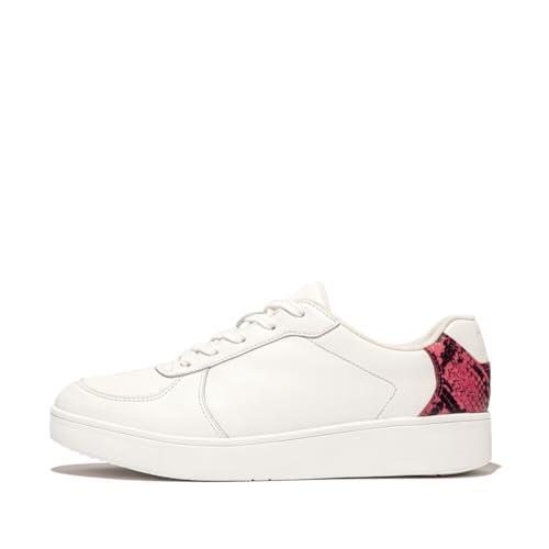 Fitflop Damen Rally Snakeprint-backtab Leather Panel Sneakers Schuh, Urban White Wild Raspberry, 38 EU von Fitflop