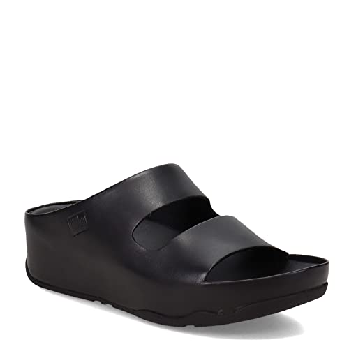 Fitflop Damen Shuv Two Bar Leather Slides Schiebe-Sandalen, Black, 41 EU von Fitflop