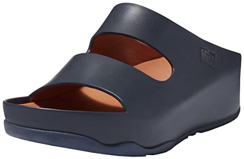 Fitflop Damen Shuv Two Bar Leather Slides Schiebe-Sandalen, Midnight Navy, 43 EU von Fitflop