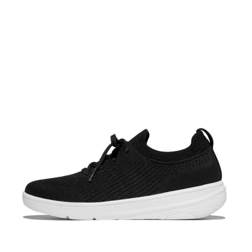 Fitflop Damen Super-q Knit Slip-on Laced Sneakers Sneaker, Schwarz, 39 EU von Fitflop