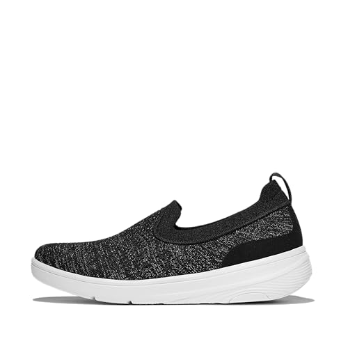 Fitflop Damen Super-q Knit Slip-ons Sneaker, Black Silvereen, 38.5 EU Fitflop Damen Super-q Knit Slip-ons Sneaker, Black Silvereen, 38.5 EU von Fitflop