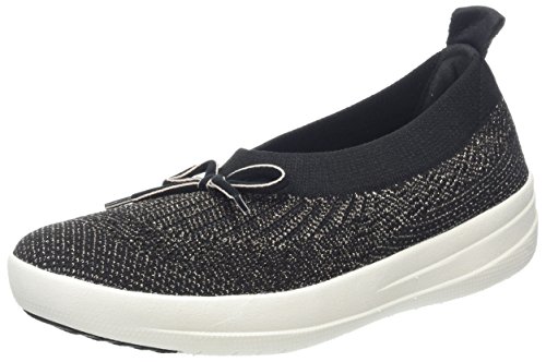 Fitflop Damen Uberknit Slip ON Ballerina with Bow Geschlossene Ballerinas, Mehrfarbig Schwarz Bronze Metallic 501, 38 EU von Fitflop