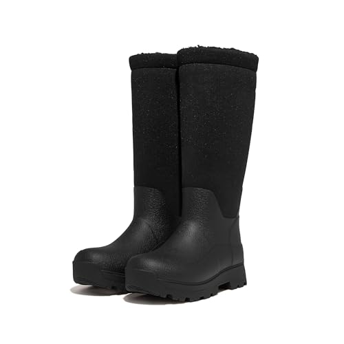 Fitflop Damen Wonderwelly ATB Regenstiefel mit Fleece-Linded Gummistiefel, Schwarz, 37 EU von Fitflop