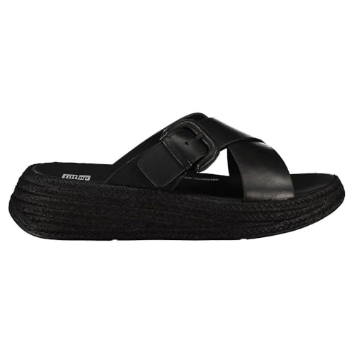 Fitflop F-Mode Espadrille Buckle Leather Flatform Slides Slides EU 39 von Fitflop