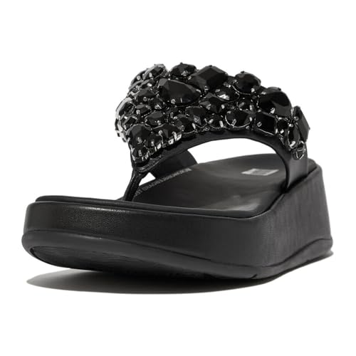 Fitflop F-Mode Jewel-Deluxe Leather Flatform Toe-Thongs Slides EU 39 von Fitflop