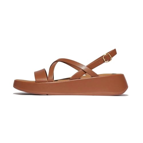 Fitflop F-Mode Leather Flatform Strappy Back-Strap Sandals BRUIN - Größe 42 von Fitflop