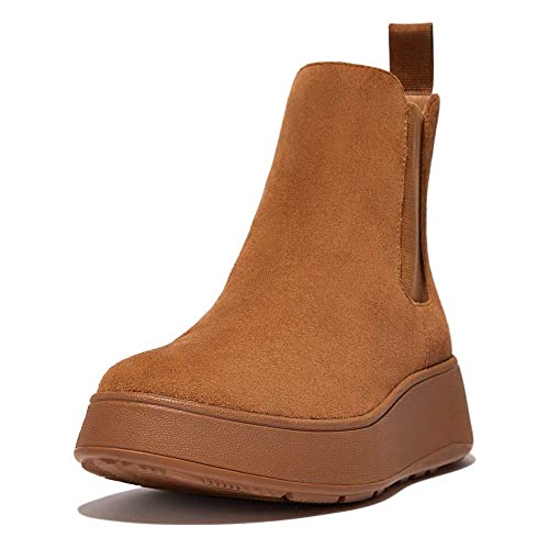 Fitflop F-Mode Leder Flatform Chelsea Boots Aus Hellbraunem Veloursleder 37 Light TAN von Fitflop