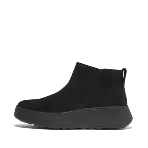 Fitflop F-Mode Suede Flatform Zip Ankle Boots Kalt gefüttert Langschaft Stiefel & Stiefeletten, All Black von Fitflop