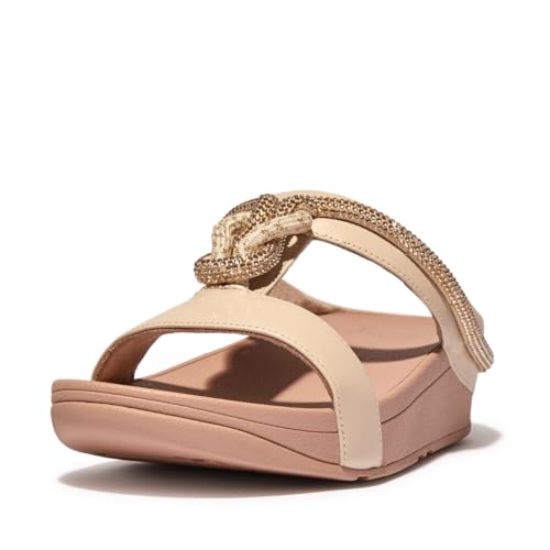 Fitflop Fino Crystal-Cord Leather Slides BEIGE - Größe 39 von Fitflop