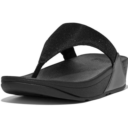 Fitflop Damen Lulu Shimmerlux Toe-Post Sandale, Schwarz, 40 EU von Fitflop