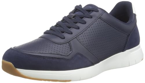 Fitflop Herren ANATOMIFLEX Mens Leather-Mix Sneakers Sneaker, Midnight Navy White, 44 EU von Fitflop