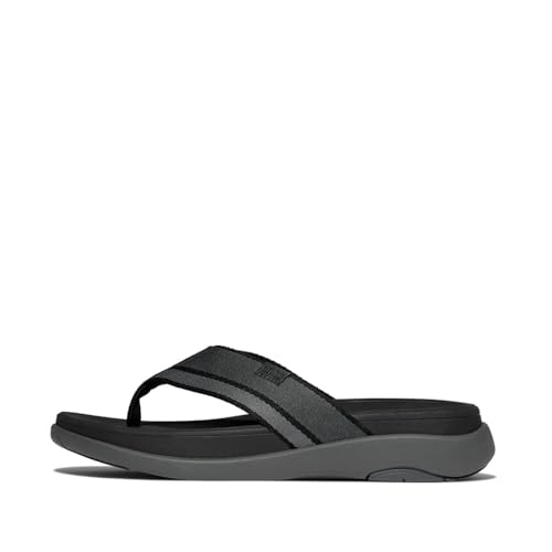 Fitflop Herren F-Mode Go Mens Tonal-Edge Webbing Toe-Post Sandale, Schwarz Mix, 42 EU von Fitflop