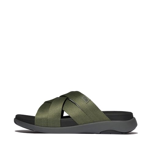 Fitflop Herren F-Mode Go Mens Webbing Strappy Slides Sandale, Safari Green, 45 EU von Fitflop