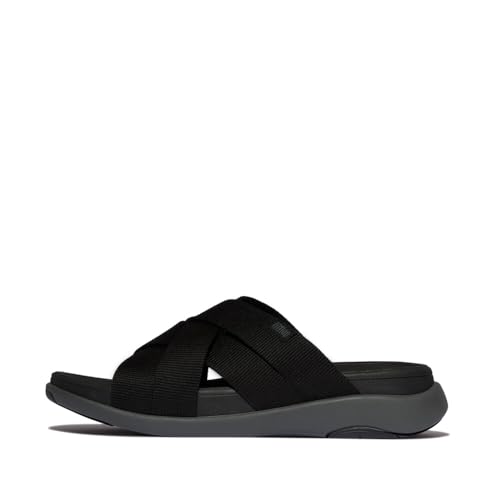 Fitflop Herren F-Mode Go Mens Webbing Strappy Slides Sandale, Schwarzer Mix, 43 EU von Fitflop