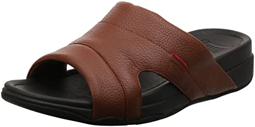 Fitflop Herren Freeway III Slide-Leather Schiebe-Sandalen, Dark Tan, 43 EU von Fitflop