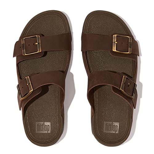 Fitflop Herren Gogh Moc Lederschieber mit Schnalle Schiebe Sandalen, Schokobraun, 41 EU von Fitflop