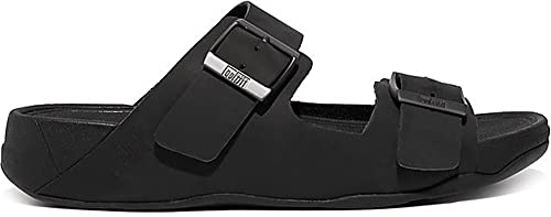 Fitflop Herren Gogh Moc Lederschieber mit Schnalle Schiebe-Sandalen, Schwarz, 43 EU von Fitflop