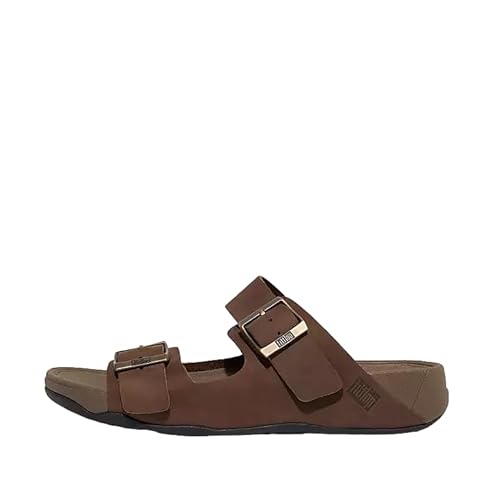 Fitflop Herren Gogh Moc Schnalle, Leder Schiebe-Sandalen, Schokobraun von Fitflop