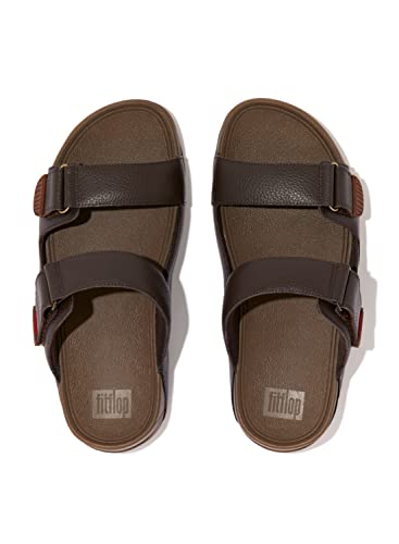 Fitflop Herren Gogh Moc Slide aus Leder Schiebe-Sandalen, Dunkelbraun, 44 EU von Fitflop