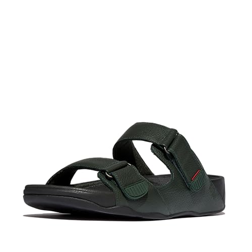 Fitflop Herren Gogh Moc Slide in Leather Schiebe-Sandalen, dunkelgrün, 43 EU Weit von Fitflop
