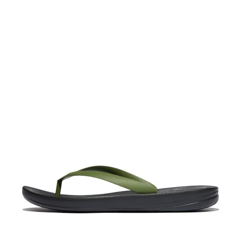 Fitflop Herren Iqushion Ergonomic Flip-Flops Flipflop, Black Leaf Green, 44.5 EU von Fitflop