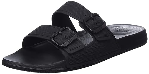 Fitflop Herren Iqushion Verstellbare Rutsche mit Zwei Stangen Schiebe Sandalen, Schwarz, 41 EU von Fitflop