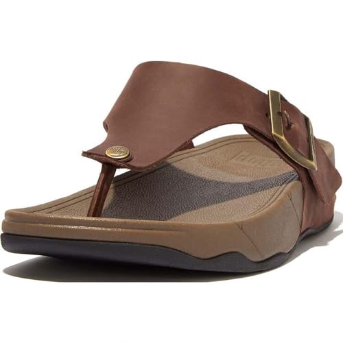 Fitflop Herren Trakk II Zehensteg Leder mit Schnalle Flipflop, Schokobraun, 41 EU von Fitflop