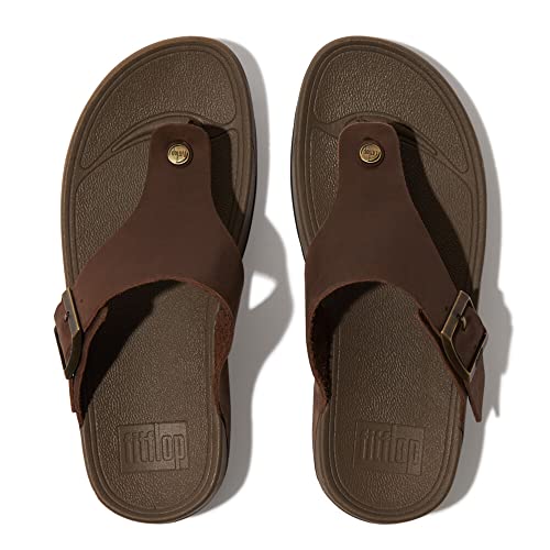 Fitflop Herren Trakk II Zehensteg Leder mit Schnalle Flipflop, Schokobraun, 46 EU von Fitflop