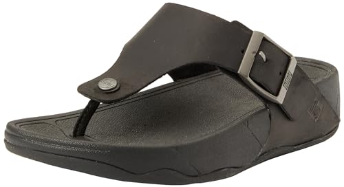 Fitflop Herren Trakk II Zehensteg Leder mit Schnalle Flipflop, Schwarz, 42 EU von Fitflop