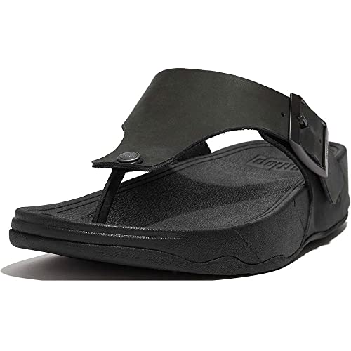 Fitflop Herren Trakk Ii Mens Buckle Leather Toe-Post Sandals Flipflop, Schwarz, 42 EU von Fitflop