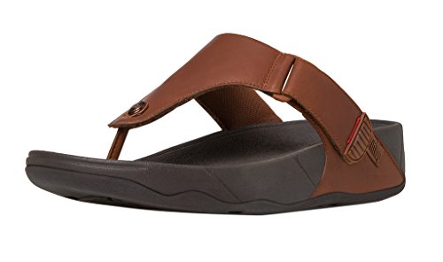 Fitflop Herren Trakk Ii Toe Post-Leather Sandalen, Brown (Dark Tan), 42 EU von Fitflop