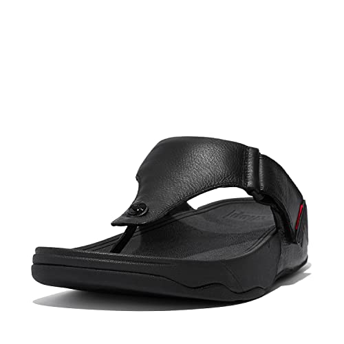 Fitflop Herren Trakk Ii Toe Post-Leather Sandalen, Schwarz (All Black), Gr. 45 EU (11 UK) von Fitflop