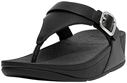 Fitflop Lulu Adjustable Leder Toe-Post Sandalen, Schwarz, 37 EU von Fitflop