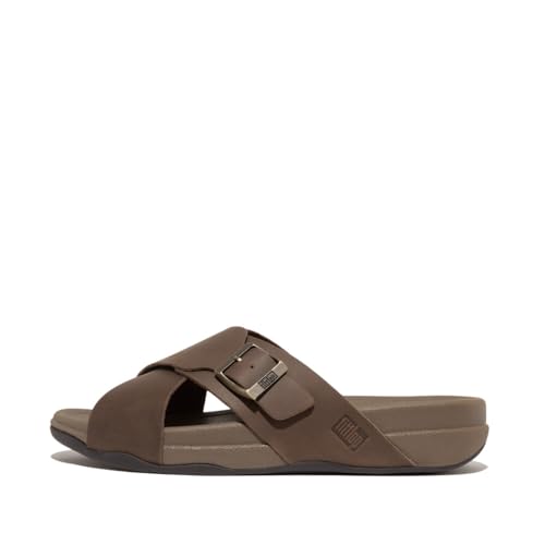 Fitflop Surfer Herren Schnalle Nubuk Cross Slides Schiebe-Sandalen, Schokobraun, 42 EU von Fitflop