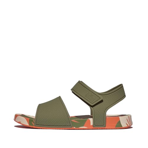 Fitflop Unisex Kinder Iqushion Kids Junior Leaf-Print Erg. B/S Sandale, graugrün von Fitflop