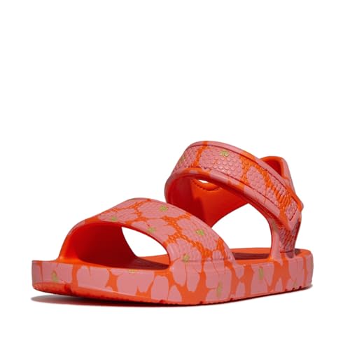Fitflop Unisex Kinder Iqushion Kids Toddler Poppy-Print Erg B/S Sandale, Orange von Fitflop