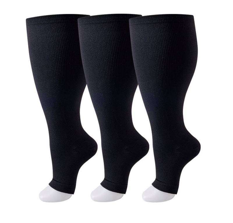 Fitgenics Kompressionsstrümpfe 3 Paar Stützkniestrümpfe Plus Size Kompressionsstrümpfe (XL-4XL) von Fitgenics