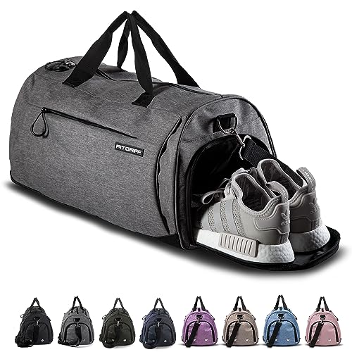 Fitgriff® Sporttasche & Reisetasche für Damen und Herren - mit Schuhfach & Nassfach - Tasche für Sport, Fitness & Reisen - Trainingstasche, Gym Bag (Grey, M) von Fitgriff