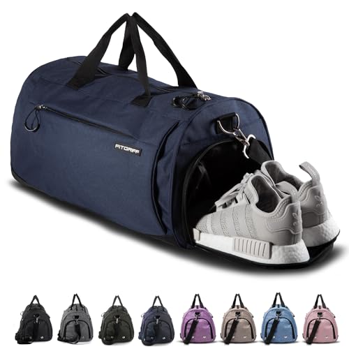 Fitgriff® Sporttasche & Reisetasche für Damen und Herren - mit Schuhfach & Nassfach - Tasche für Sport, Fitness & Reisen - Trainingstasche, Gym Bag (Navy Blue, S) von Fitgriff