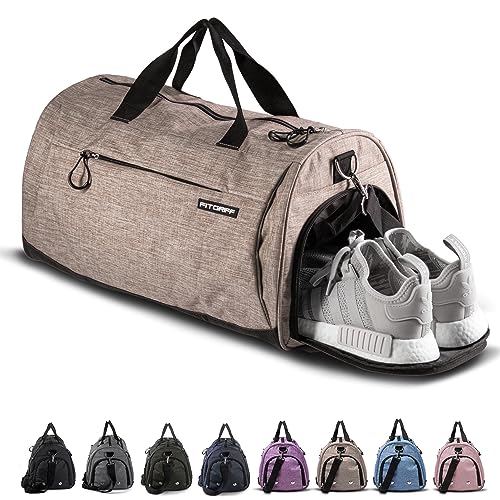 Fitgriff® Sporttasche & Reisetasche für Damen und Herren - mit Schuhfach & Nassfach - Tasche für Sport, Fitness & Reisen - Trainingstasche, Gym Bag (Sand, S) von Fitgriff